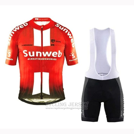 2019 Cycling Jersey Sunweb Orange White Short Sleeve and Bib Short